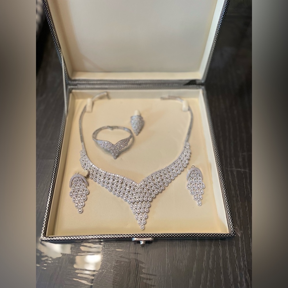 925 Rhinestone Luxury Bridal/Party 4pc Necklace Set